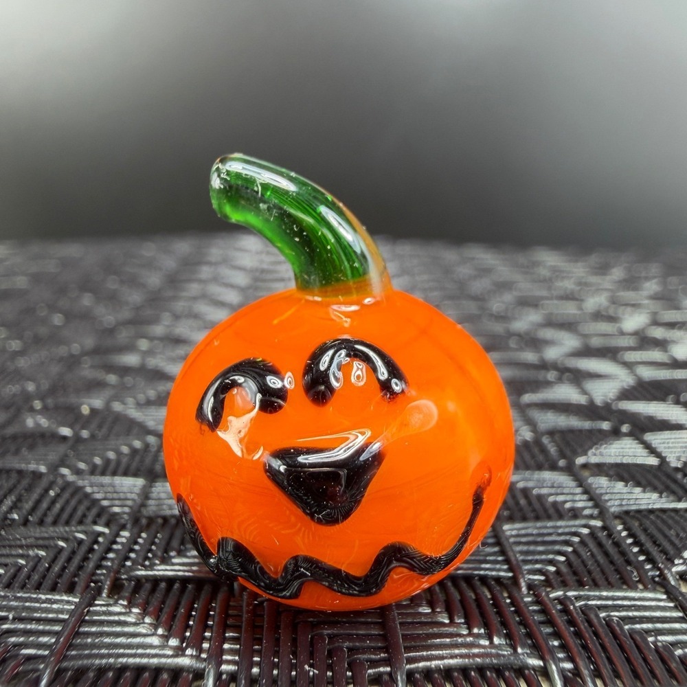 Venetian Glass Miniature Pumpkin Jack O Lantern Halloween Decor Set of 3 VTG - Picture 4 of 11